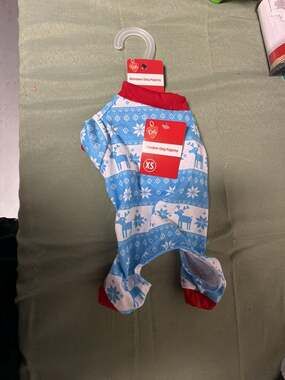 Pet Central Reindeer Dog Pajama Christmas Holiday Outfit Blue XS